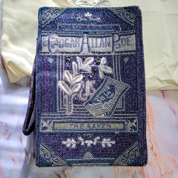 Hopeless Romantic Handbags - Hopeless Romantic Edgar Allen Poe The Raven Beaded Book Shaped Purse